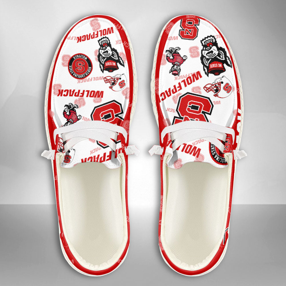 JWFancy NCAA North Carolina State Wolfpack Hey Dude Shoes Wally Men's Lace Up Loafers Comfortable For Men And Women