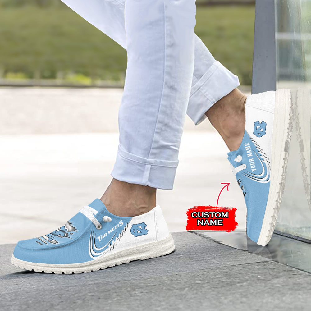 JWFancy NCAA North Carolina Tar Heels Hey Dude Shoes Wally Men's Lace Up Loafers Comfortable For Men And Women