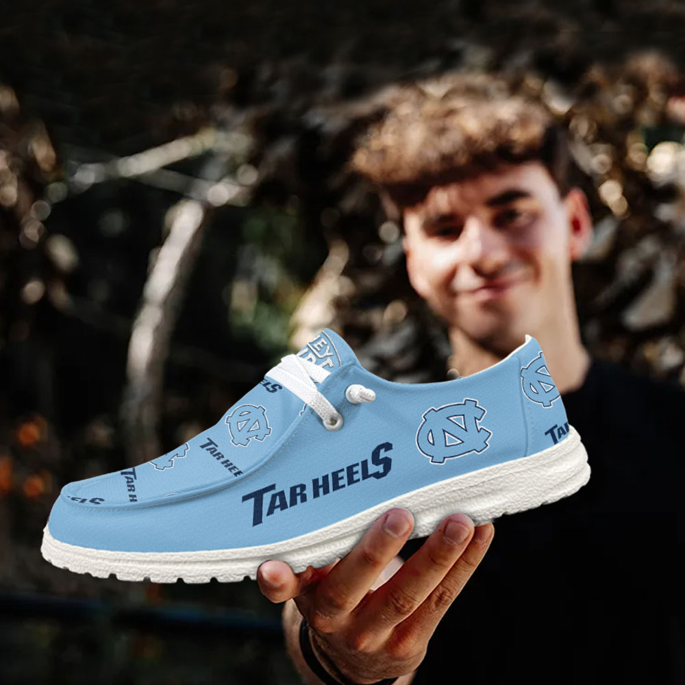 JWFancy NCAA North Carolina Tar Heels Hey Dude Shoes Wally Men's Lace Up Loafers Comfortable For Men And Women
