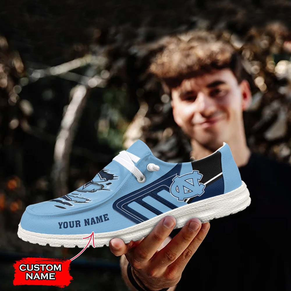 JWFancy NCAA North Carolina Tar Heels Hey Dude Shoes Wally Men's Lace Up Loafers Comfortable For Men And Women