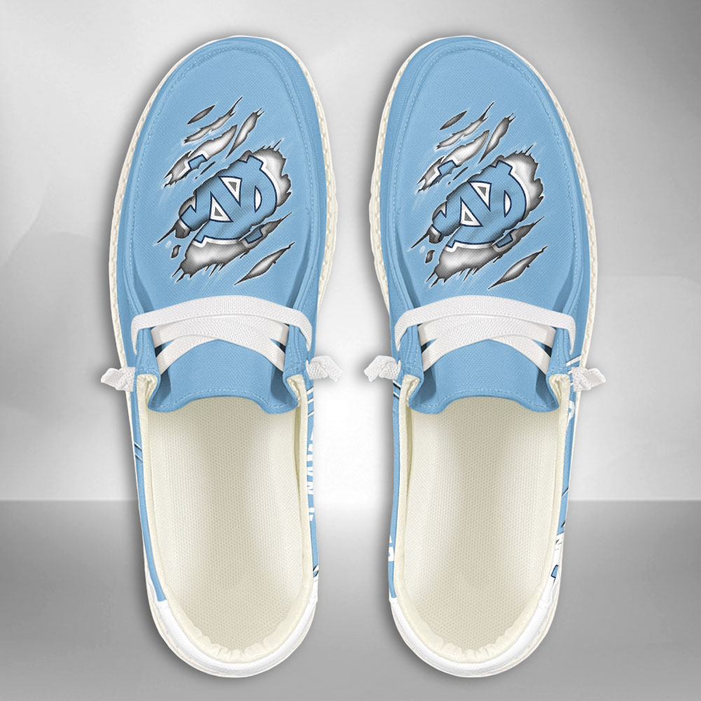 JWFancy NCAA North Carolina Tar Heels Hey Dude Shoes Wally Men's Lace Up Loafers Comfortable For Men And Women