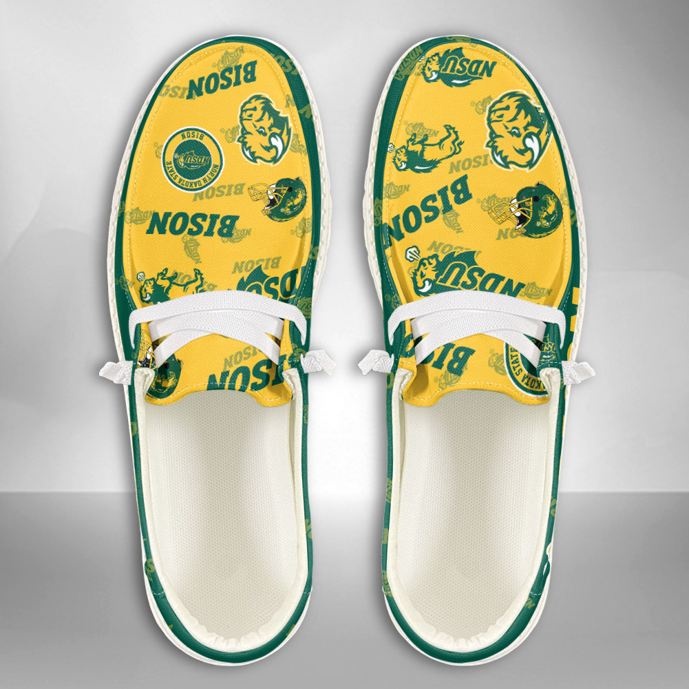 JWFancy NCAA North Dakota State Bison Hey Dude Shoes Wally Men's Lace Up Loafers Comfortable For Men And Women