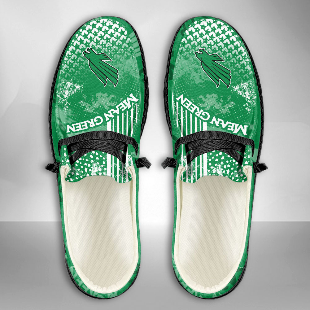 JWFancy NCAA North Texas Mean Green Hey Dude Shoes Wally Men's Lace Up Loafers Comfortable For Men And Women