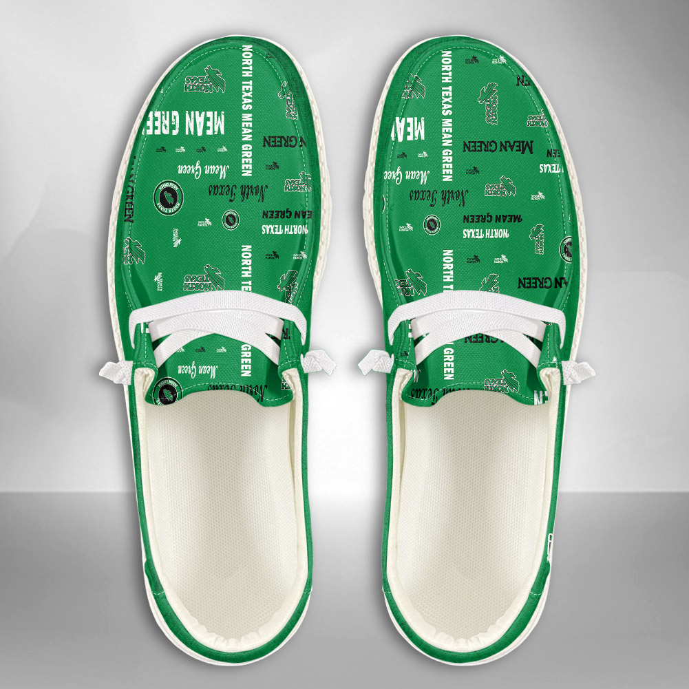 JWFancy NCAA North Texas Mean Green Hey Dude Shoes Wally Men's Lace Up Loafers Comfortable For Men And Women