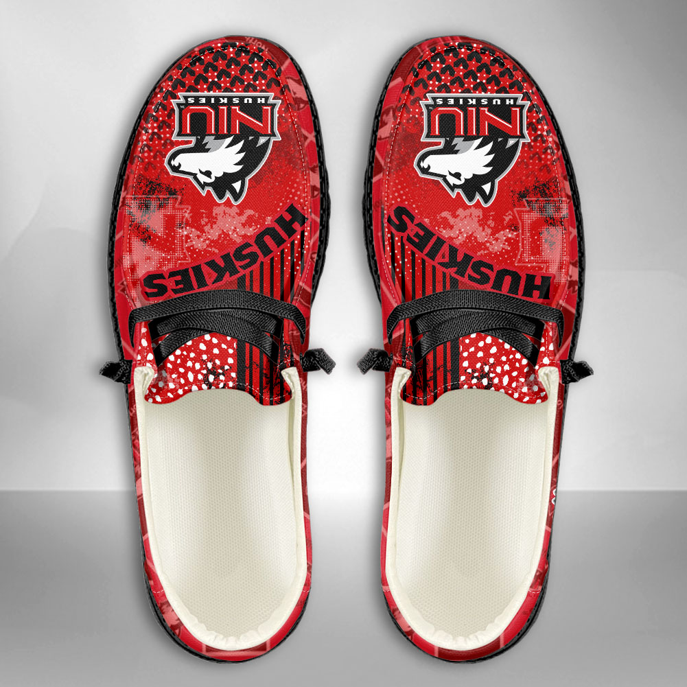 JWFancy NCAA Northern Illinois Huskies Hey Dude Shoes Wally Men's Lace Up Loafers Comfortable For Men And Women