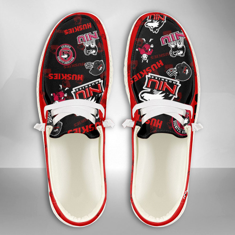 JWFancy NCAA Northern Illinois Huskies Hey Dude Shoes Wally Men's Lace Up Loafers Comfortable For Men And Women