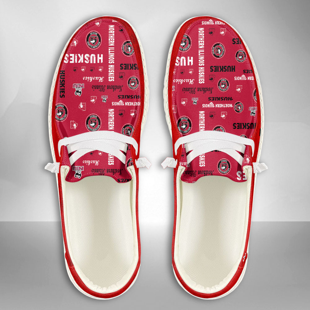 JWFancy NCAA Northern Illinois Huskies Hey Dude Shoes Wally Men's Lace Up Loafers Comfortable For Men And Women