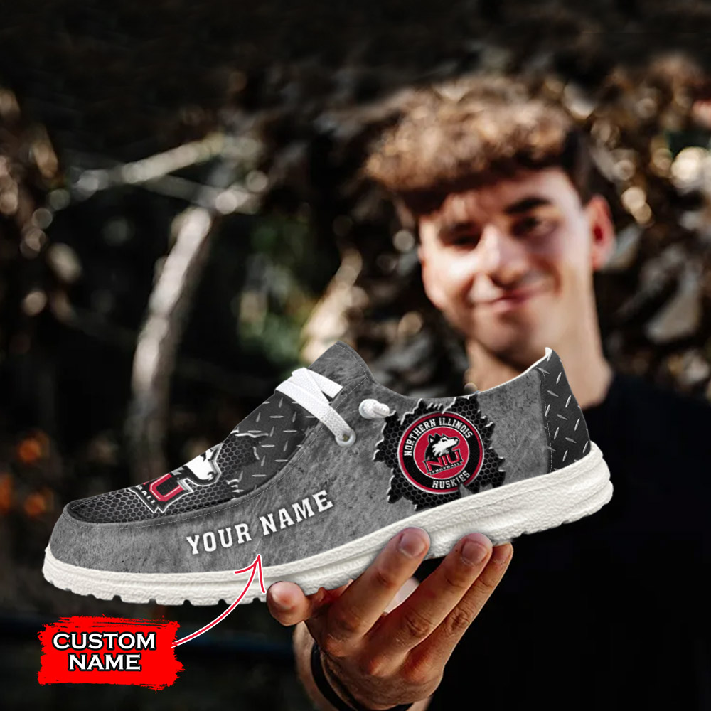 JWFancy NCAA Northern Illinois Huskies Hey Dude Shoes Wally Men's Lace Up Loafers Comfortable For Men And Women