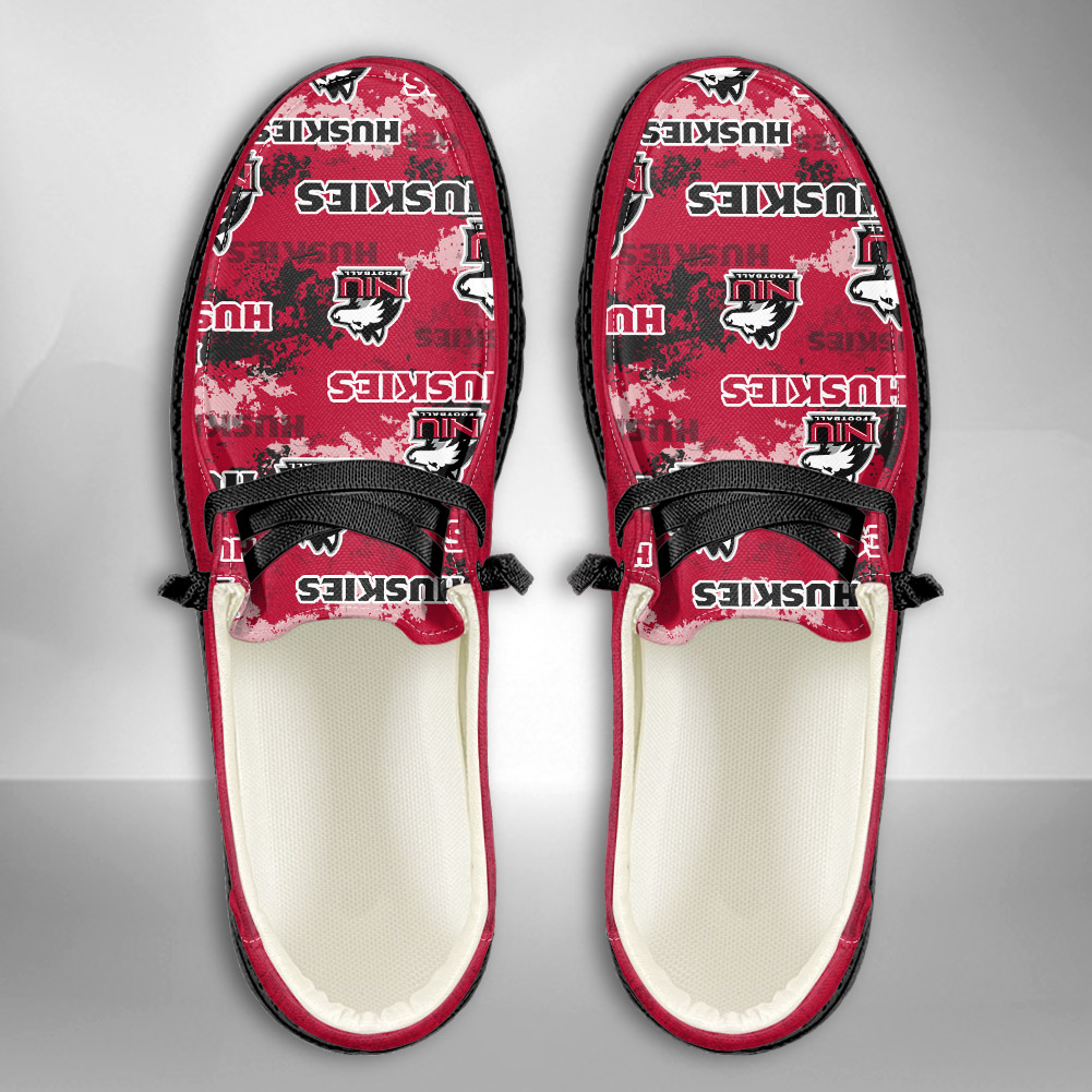 JWFancy NCAA Northern Illinois Huskies Hey Dude Shoes Wally Men's Lace Up Loafers Comfortable For Men And Women
