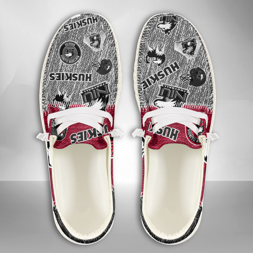JWFancy NCAA Northern Illinois Huskies Hey Dude Shoes Wally Men's Lace Up Loafers Comfortable For Men And Women