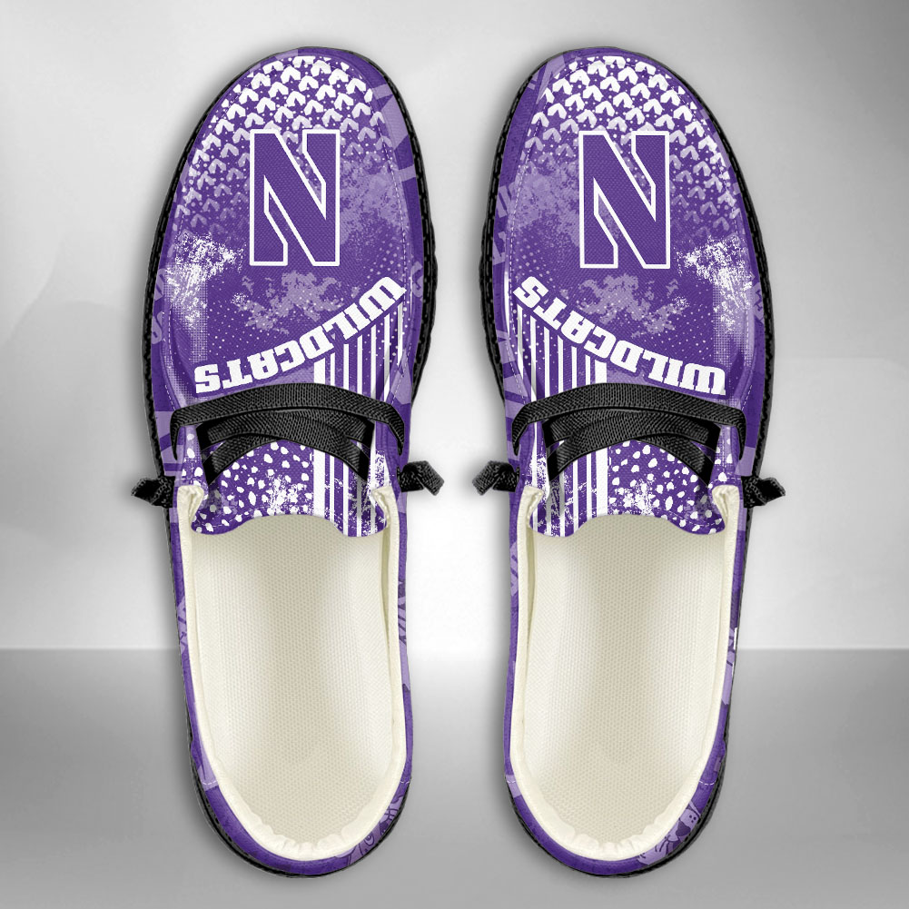 JWFancy NCAA Northwestern Wildcats Hey Dude Shoes Wally Men's Lace Up Loafers Comfortable For Men And Women