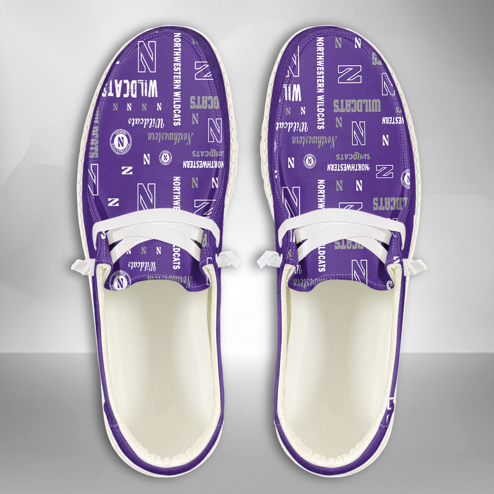 JWFancy NCAA Northwestern Wildcats Hey Dude Shoes Wally Men's Lace Up Loafers Comfortable For Men And Women