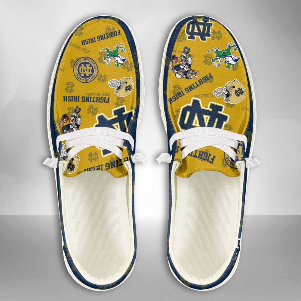 JWFancy NCAA Notre Dame Fighting Irish Hey Dude Shoes Wally Men's Lace Up Loafers Comfortable For Men And Women