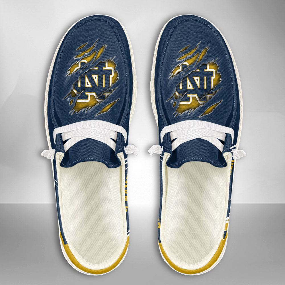JWFancy NCAA Notre Dame Fighting Irish Hey Dude Shoes Wally Men's Lace Up Loafers Comfortable For Men And Women