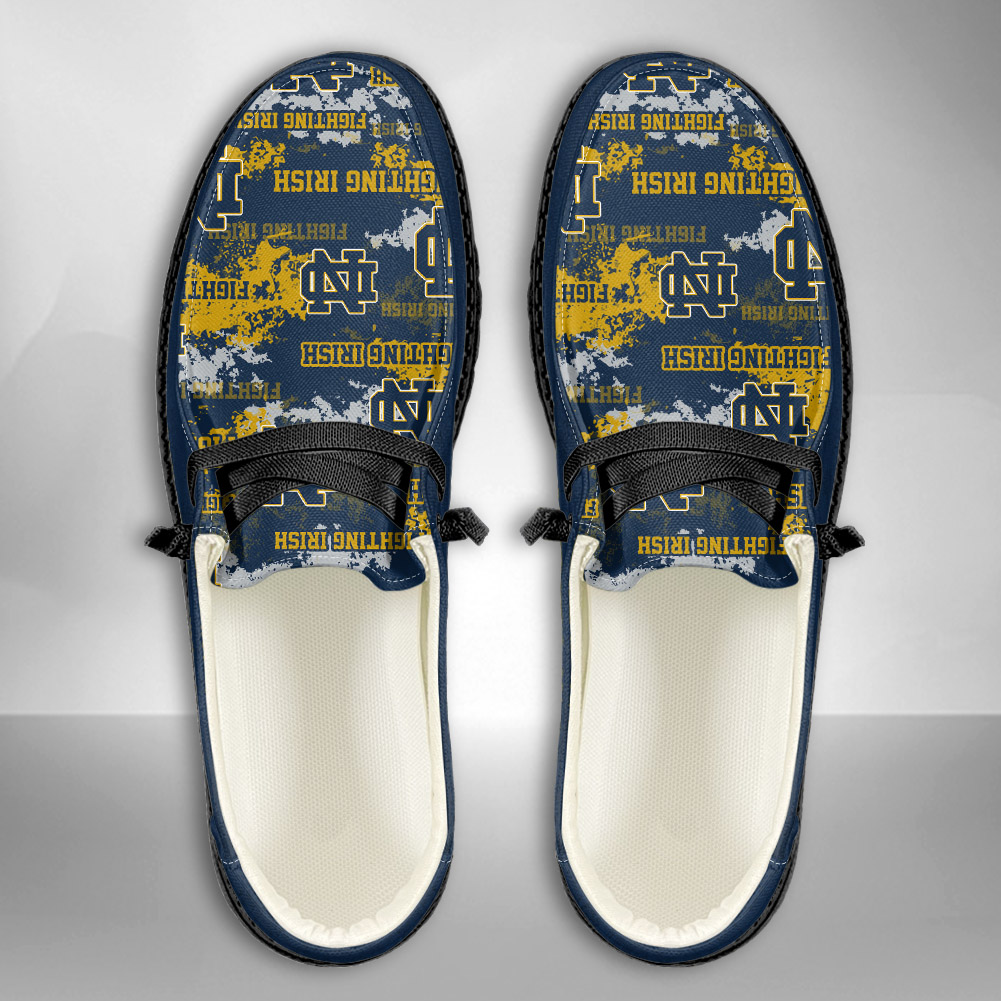 JWFancy NCAA Notre Dame Fighting Irish Hey Dude Shoes Wally Men's Lace Up Loafers Comfortable For Men And Women