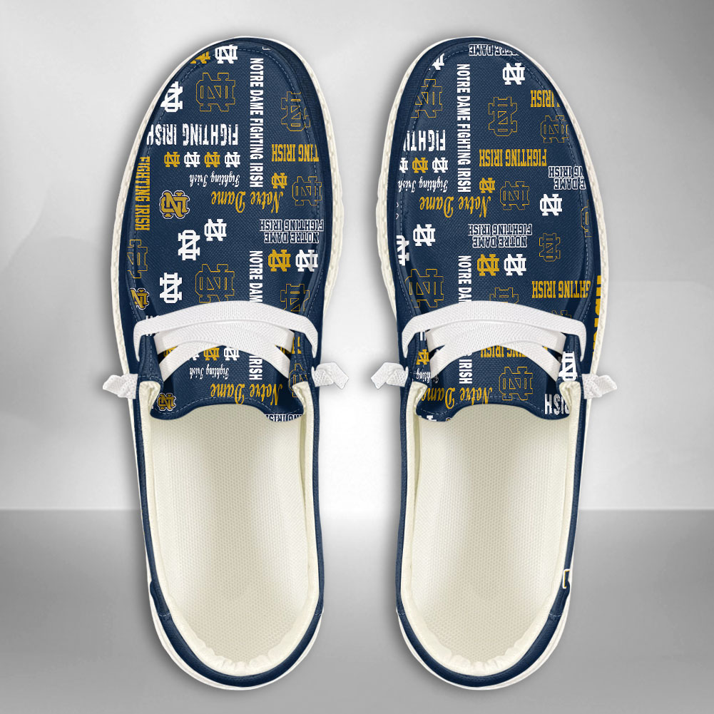 JWFancy NCAA Notre Dame Fighting Irish Hey Dude Shoes Wally Men's Lace Up Loafers Comfortable For Men And Women