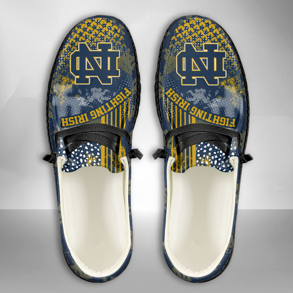 JWFancy NCAA Notre Dame Fighting Irish Hey Dude Shoes Wally Men's Lace Up Loafers Comfortable For Men And Women
