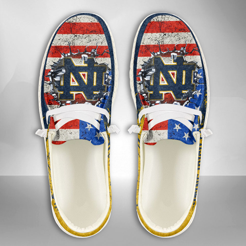 JWFancy NCAA Notre Dame Fighting Irish Hey Dude Shoes Wally Men's Lace Up Loafers Comfortable For Men And Women