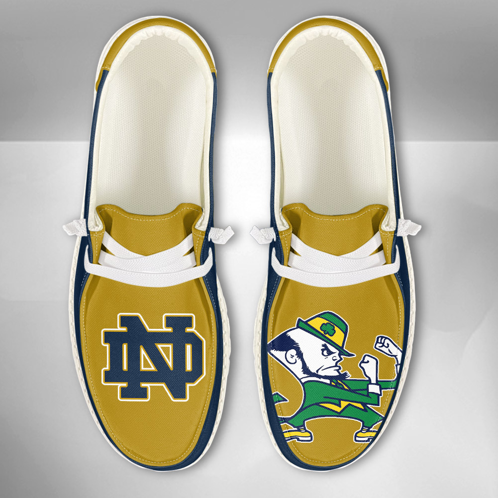 JWFancy NCAA Notre Dame Fighting Irish Hey Dude Shoes Wally Men's Lace Up Loafers Comfortable For Men And Women