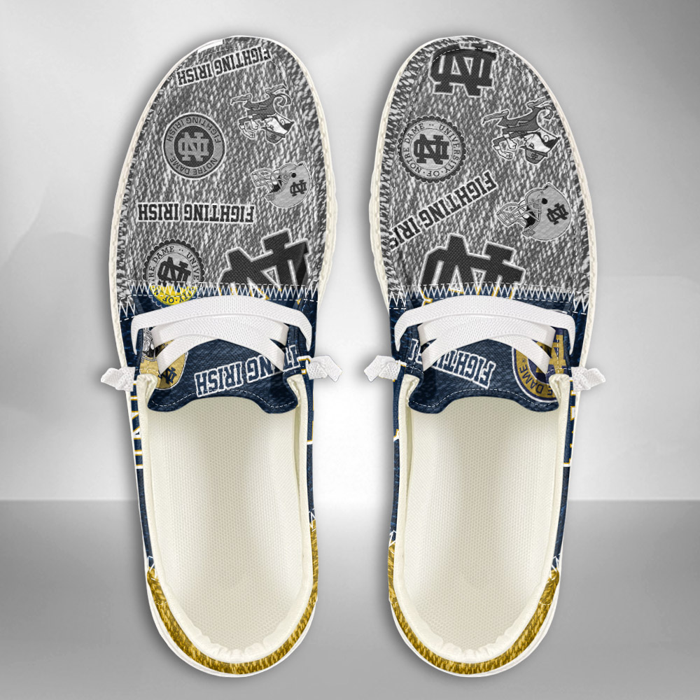 JWFancy NCAA Notre Dame Fighting Irish Hey Dude Shoes Wally Men's Lace Up Loafers Comfortable For Men And Women