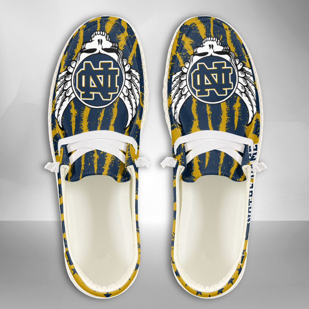 JWFancy NCAA Notre Dame Fighting Irish Hey Dude Shoes Wally Men's Lace Up Loafers Comfortable For Men And Women