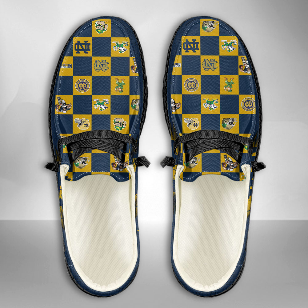 JWFancy NCAA Notre Dame Fighting Irish Hey Dude Shoes Wally Men's Lace Up Loafers Comfortable For Men And Women