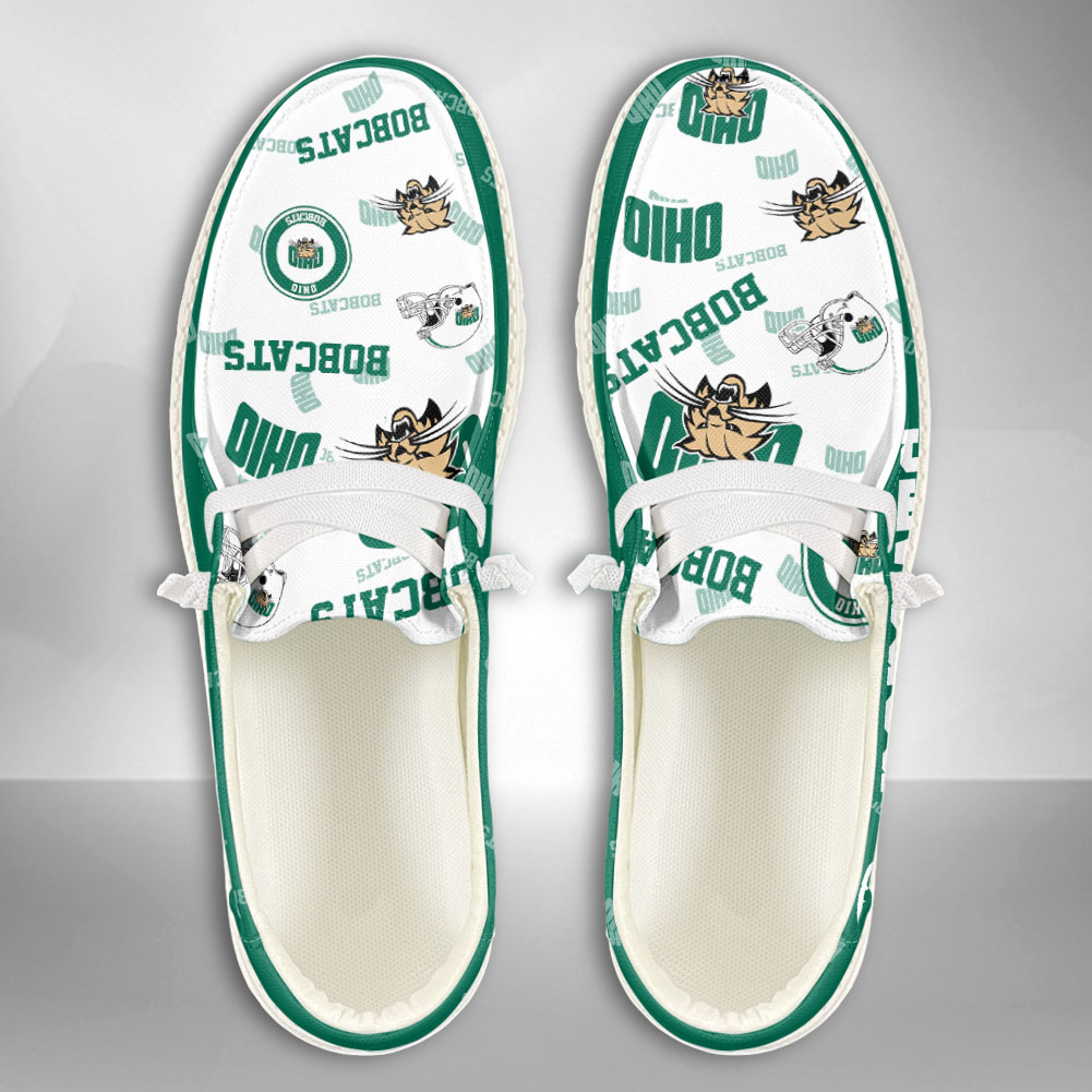 JWFancy NCAA Ohio Bobcats Hey Dude Shoes Wally Men's Lace Up Loafers Comfortable For Men And Women