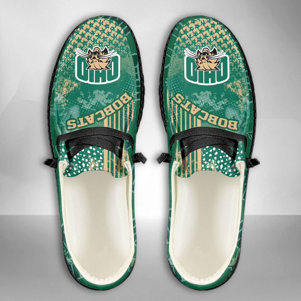 JWFancy NCAA Ohio Bobcats Hey Dude Shoes Wally Men's Lace Up Loafers Comfortable For Men And Women