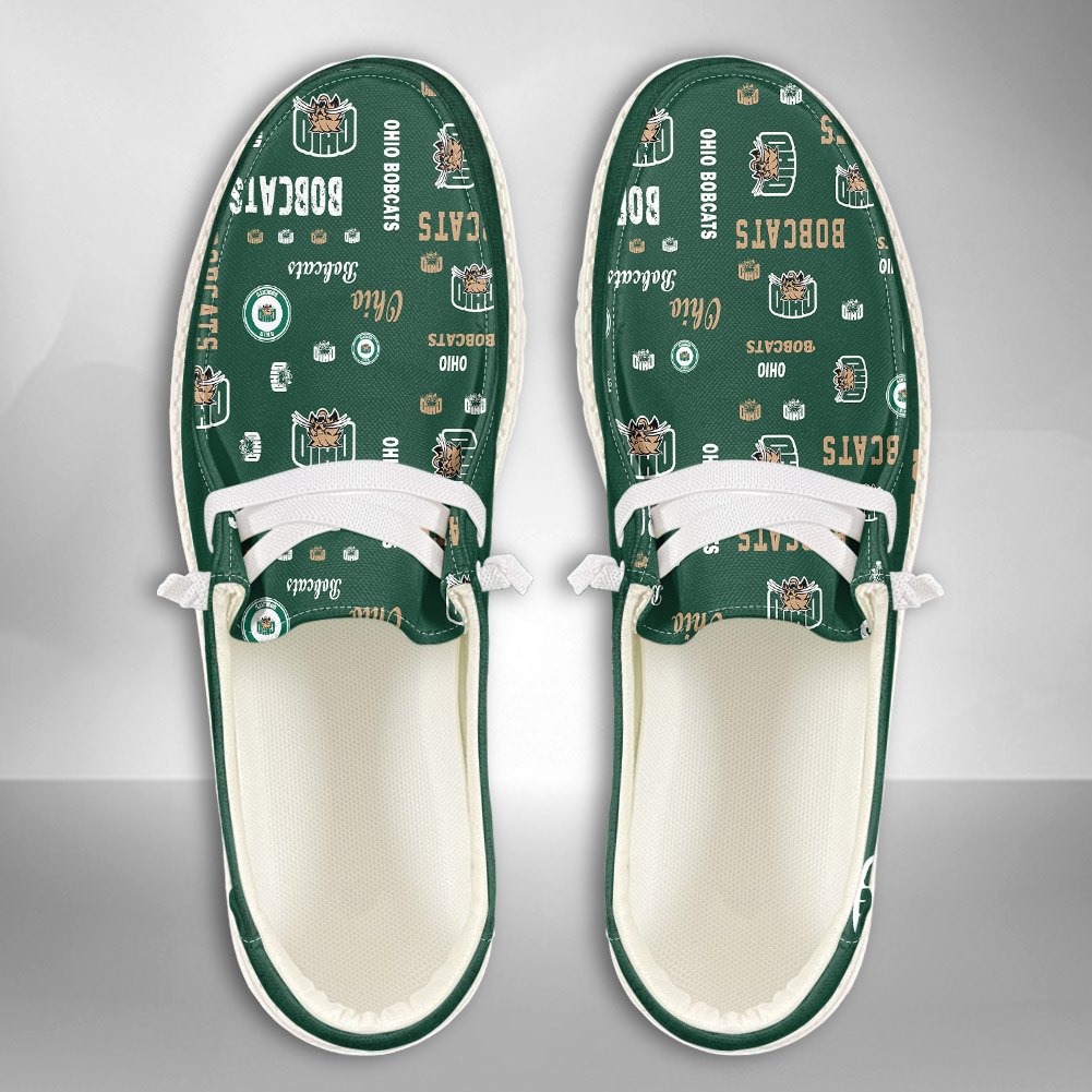 JWFancy NCAA Ohio Bobcats Hey Dude Shoes Wally Men's Lace Up Loafers Comfortable For Men And Women