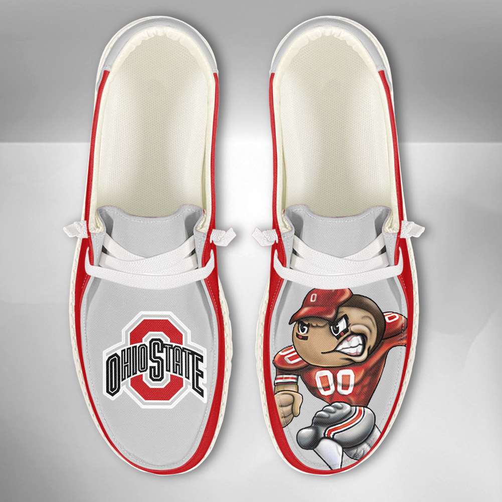 JWFancy NCAA Ohio State Buckeyes Hey Dude Shoes Wally Men's Lace Up Loafers Comfortable For Men And Women