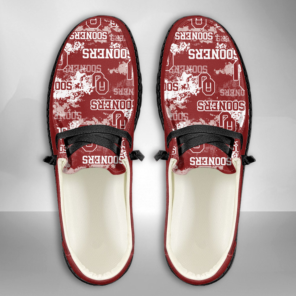 JWFancy NCAA Oklahoma Sooners Hey Dude Shoes Wally Men's Lace Up Loafers Comfortable For Men And Women