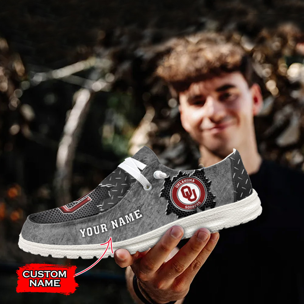 JWFancy NCAA Oklahoma Sooners Hey Dude Shoes Wally Men's Lace Up Loafers Comfortable For Men And Women