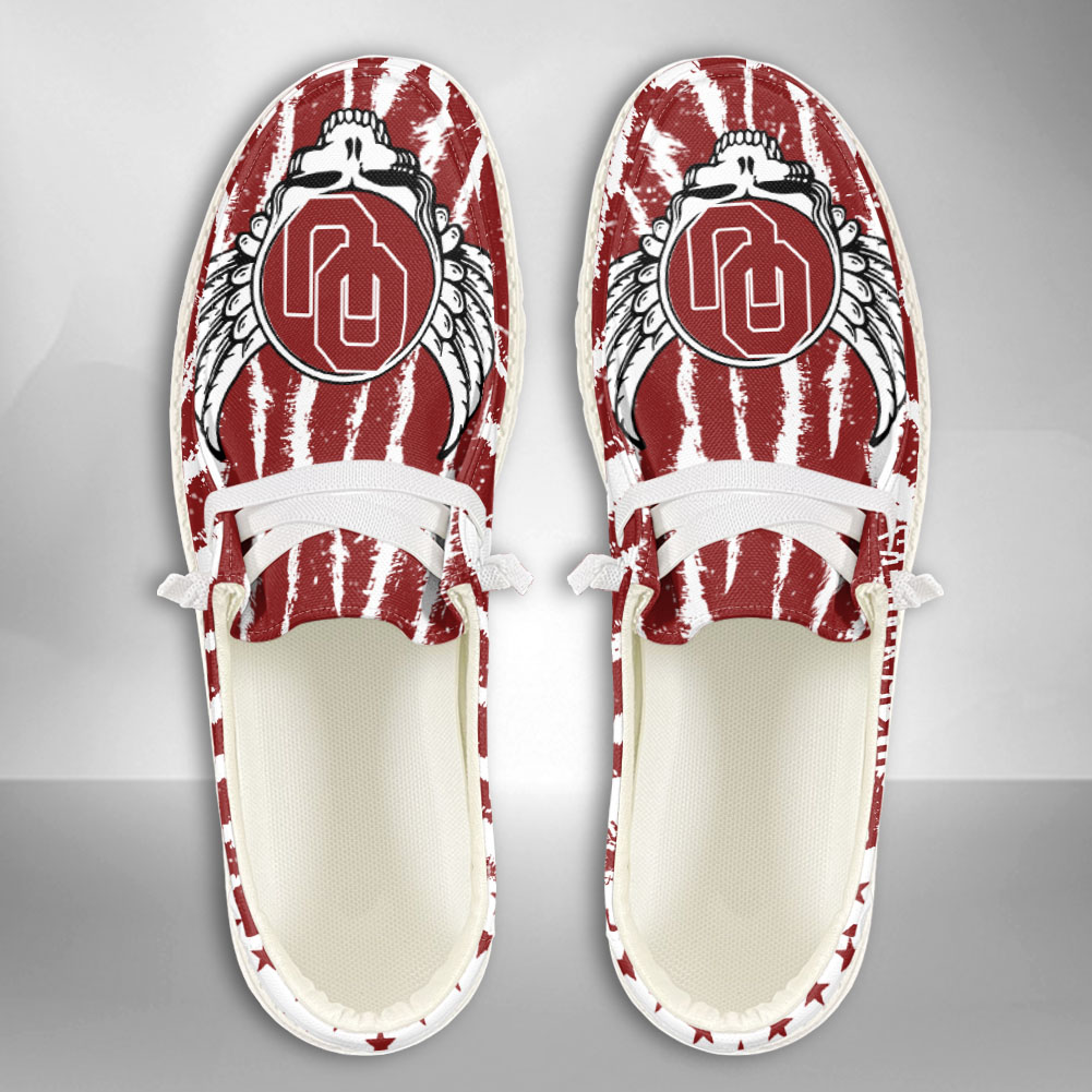 JWFancy NCAA Oklahoma Sooners Hey Dude Shoes Wally Men's Lace Up Loafers Comfortable For Men And Women