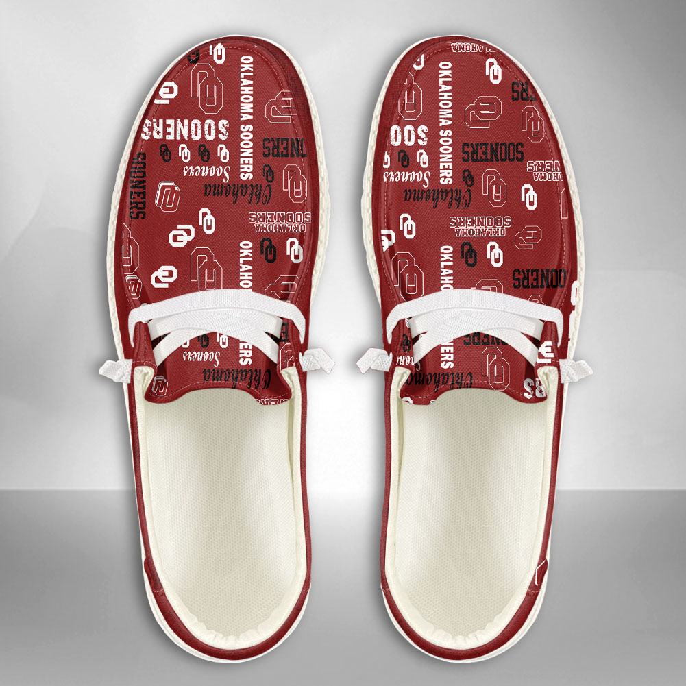 JWFancy NCAA Oklahoma Sooners Hey Dude Shoes Wally Men's Lace Up Loafers Comfortable For Men And Women