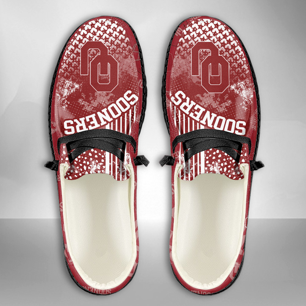 JWFancy NCAA Oklahoma Sooners Hey Dude Shoes Wally Men's Lace Up Loafers Comfortable For Men And Women