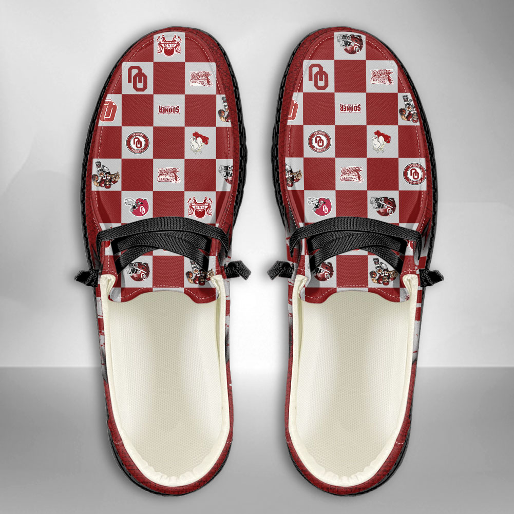 JWFancy NCAA Oklahoma Sooners Hey Dude Shoes Wally Men's Lace Up Loafers Comfortable For Men And Women