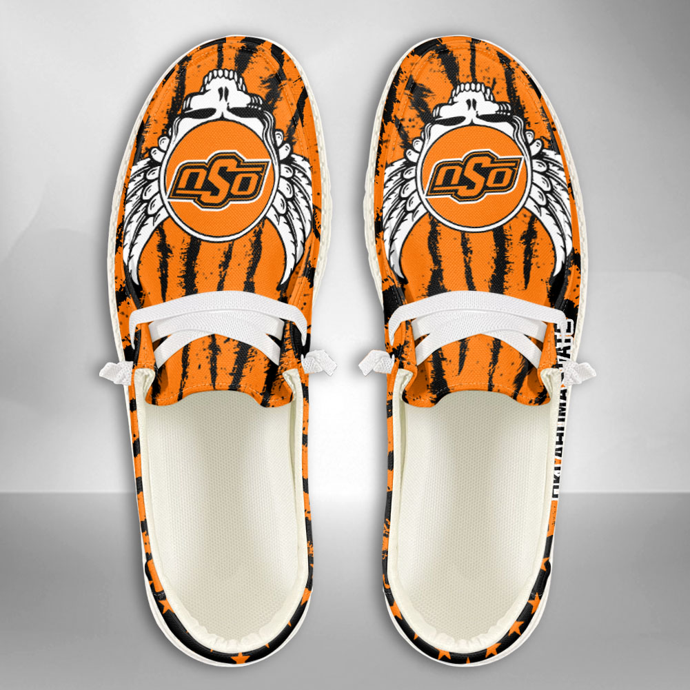 JWFancy NCAA Oklahoma State Cowboys Hey Dude Shoes Wally Men's Lace Up Loafers Comfortable For Men And Women