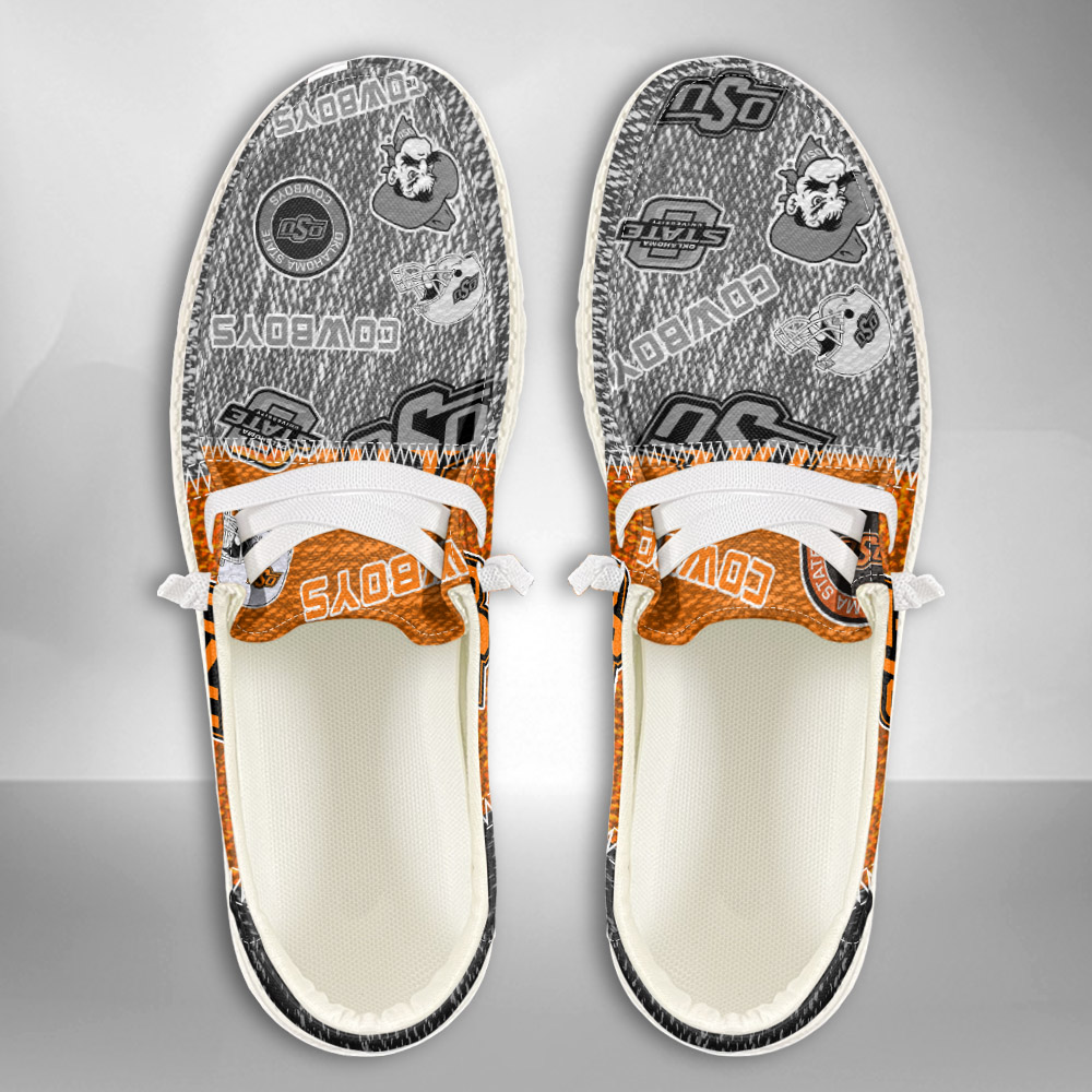 JWFancy NCAA Oklahoma State Cowboys Hey Dude Shoes Wally Men's Lace Up Loafers Comfortable For Men And Women