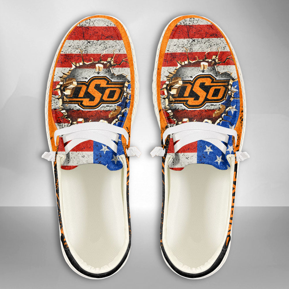 JWFancy NCAA Oklahoma State Cowboys Hey Dude Shoes Wally Men's Lace Up Loafers Comfortable For Men And Women