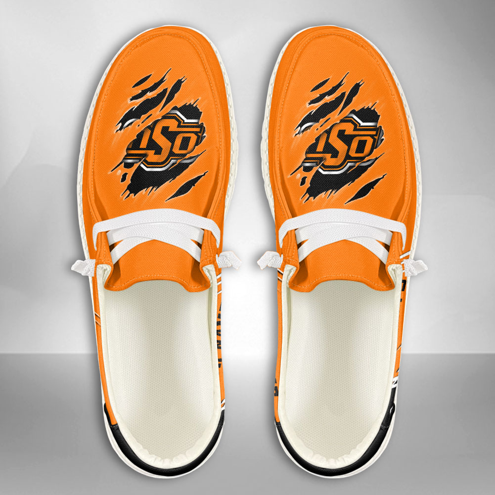 JWFancy NCAA Oklahoma State Cowboys Hey Dude Shoes Wally Men's Lace Up Loafers Comfortable For Men And Women