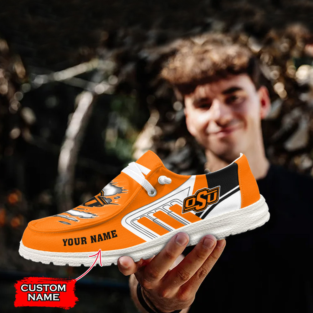 JWFancy NCAA Oklahoma State Cowboys Hey Dude Shoes Wally Men's Lace Up Loafers Comfortable For Men And Women