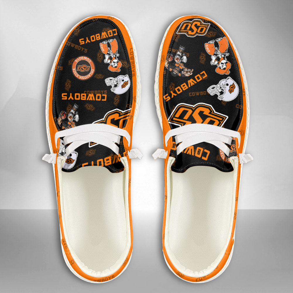 JWFancy NCAA Oklahoma State Cowboys Hey Dude Shoes Wally Men's Lace Up Loafers Comfortable For Men And Women