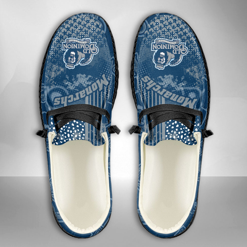 JWFancy NCAA Old Dominion Monarchs Hey Dude Shoes Wally Men's Lace Up Loafers Comfortable For Men And Women