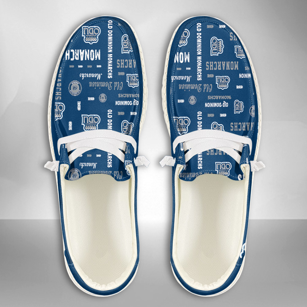 JWFancy NCAA Old Dominion Monarchs Hey Dude Shoes Wally Men's Lace Up Loafers Comfortable For Men And Women