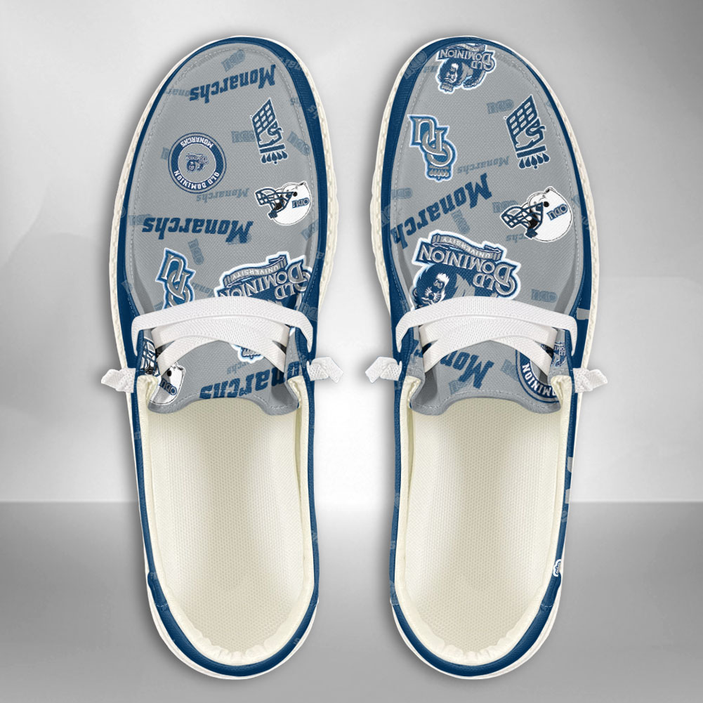 JWFancy NCAA Old Dominion Monarchs Hey Dude Shoes Wally Men's Lace Up Loafers Comfortable For Men And Women