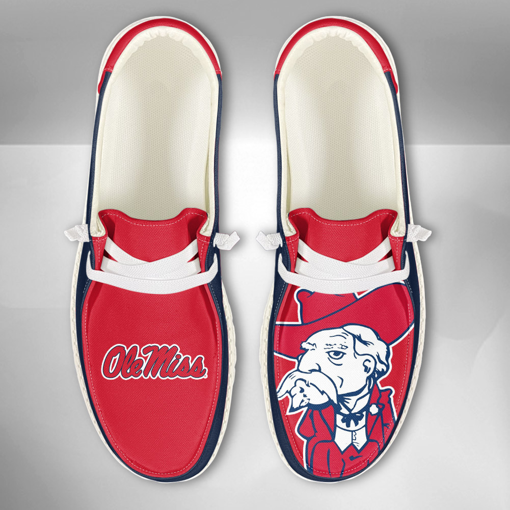 JWFancy NCAA Ole Miss Rebels Hey Dude Shoes Wally Men's Lace Up Loafers Comfortable For Men And Women