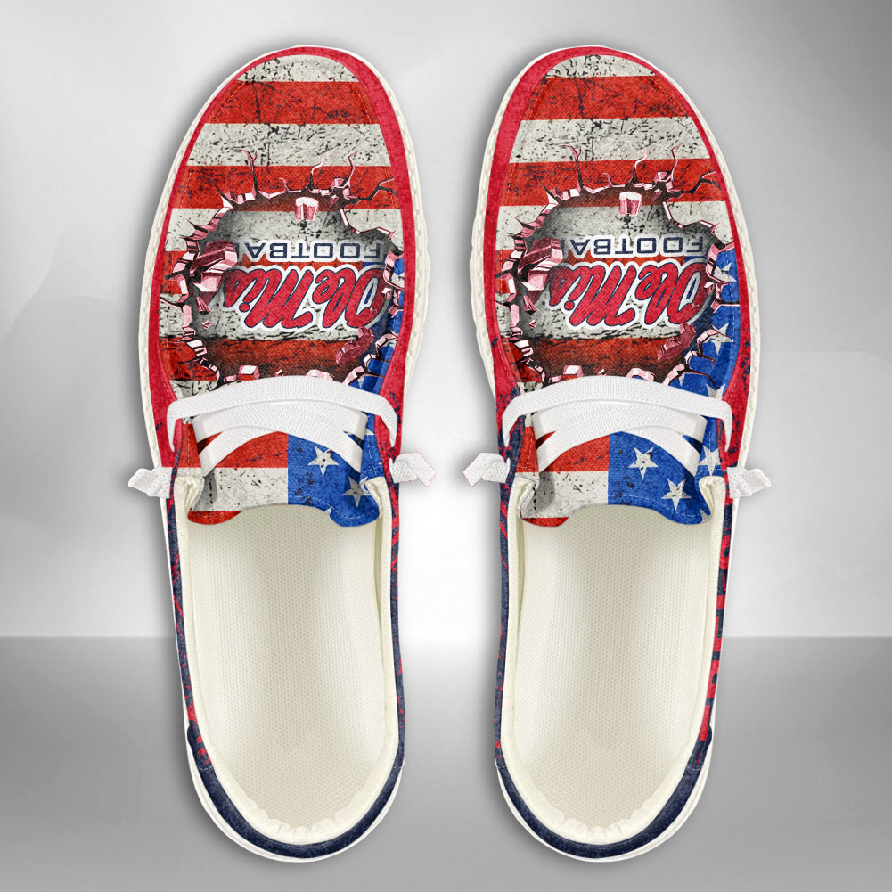 JWFancy NCAA Ole Miss Rebels Hey Dude Shoes Wally Men's Lace Up Loafers Comfortable For Men And Women