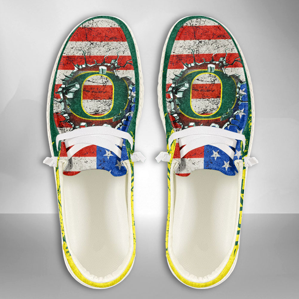 JWFancy NCAA Oregon Ducks Hey Dude Shoes Wally Men's Lace Up Loafers Comfortable For Men And Women