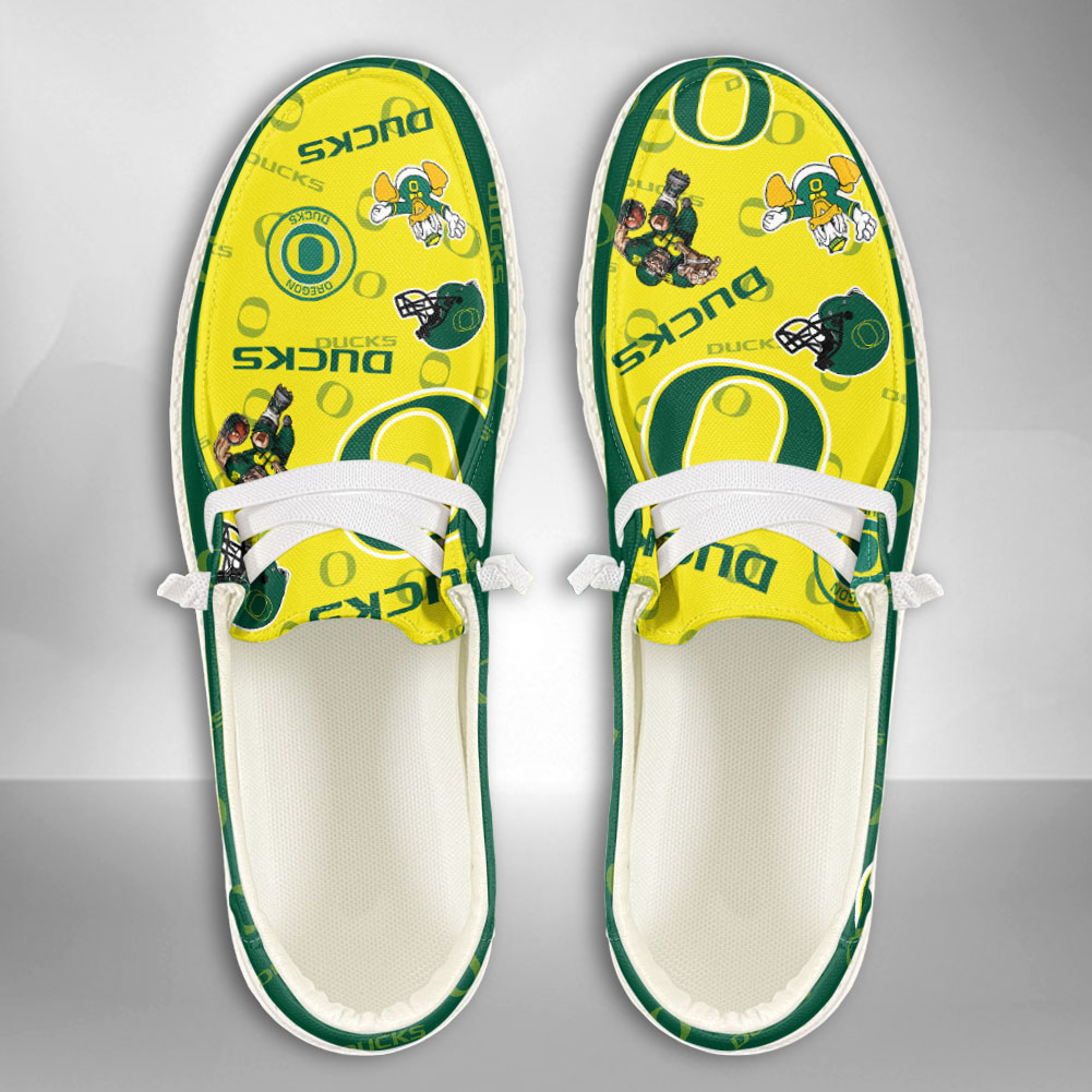 JWFancy NCAA Oregon Ducks Hey Dude Shoes Wally Men's Lace Up Loafers Comfortable For Men And Women