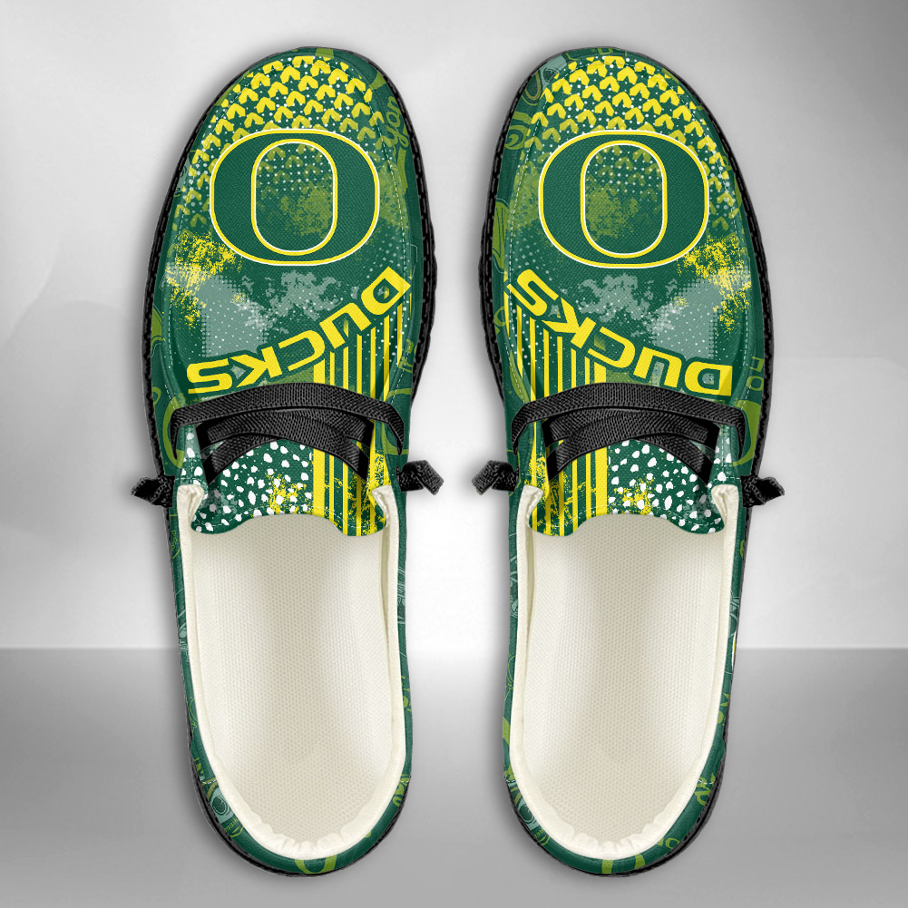 JWFancy NCAA Oregon Ducks Hey Dude Shoes Wally Men's Lace Up Loafers Comfortable For Men And Women